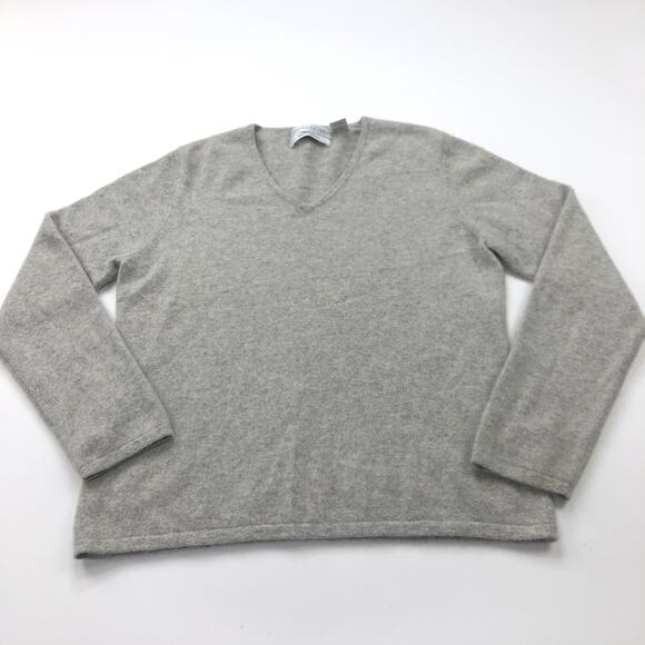 Pursuits Ltd 100% Cashmere Large Women's V-Neck Pullover Sweater Light Gray - Picture 1 of 9